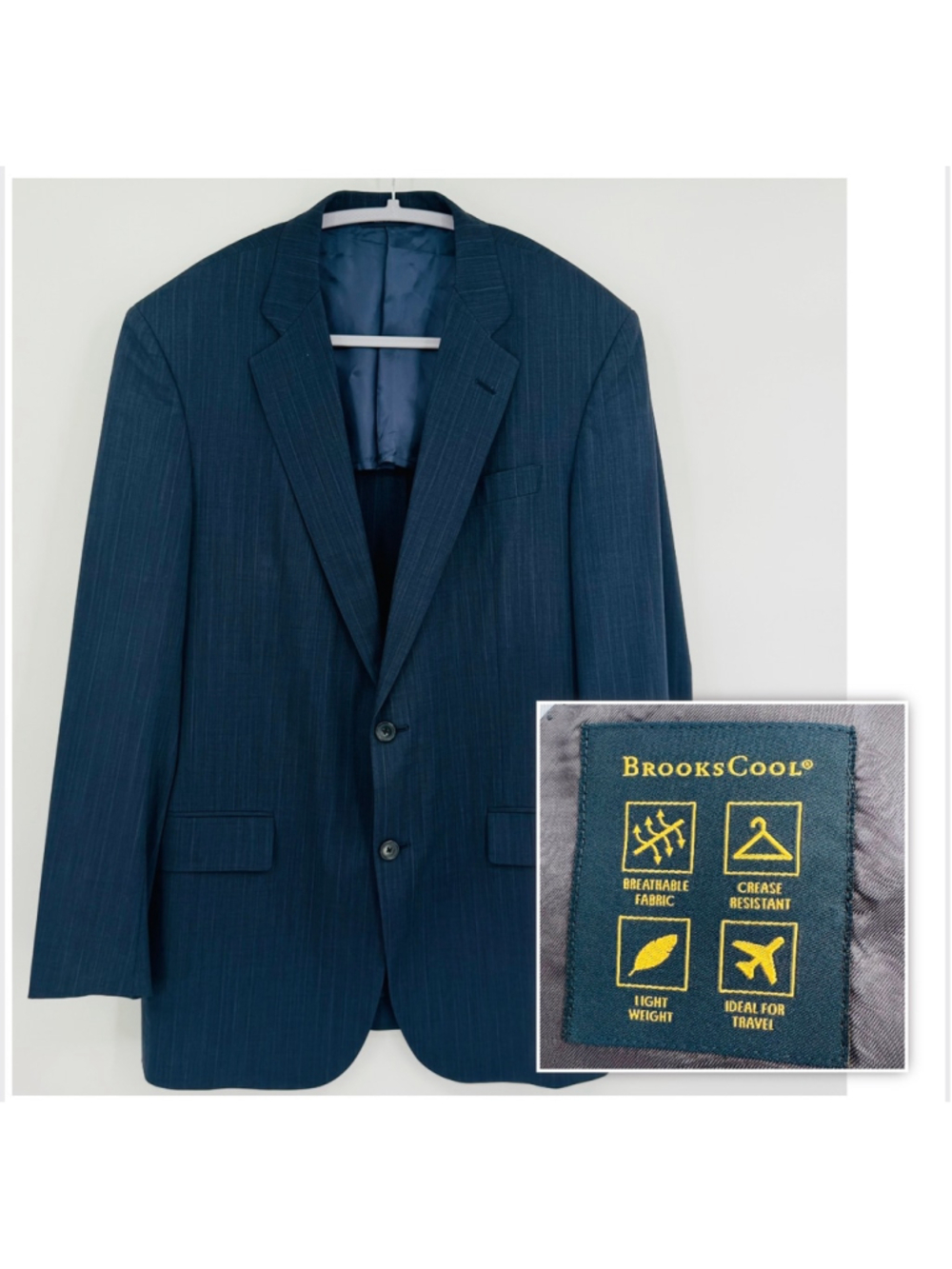 Brooks Brothers BrooksCool Madison Fit Blazer 42L Navy Blue Stripe
